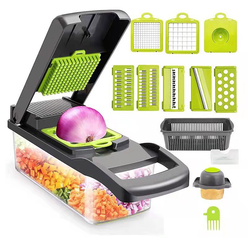 Mandoline Slicer - Trancheuse multifonctionnelle avec panier, coupe-légumes, déchiqueteuses,