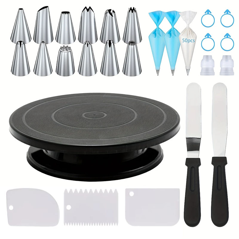Cake Decorating Turntable - Kit d'outils de décoration de gâteaux,